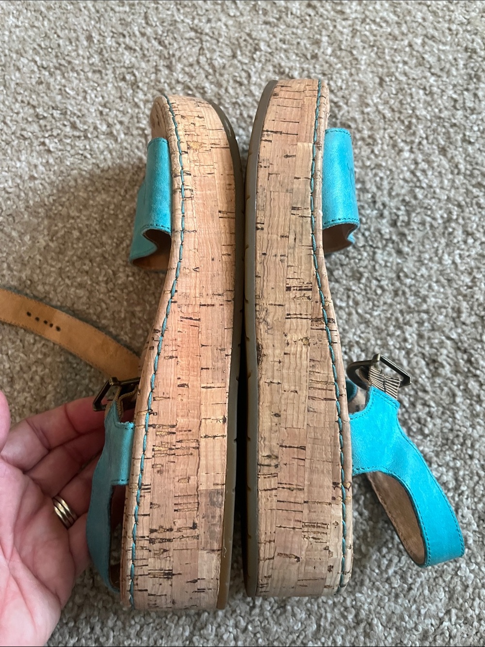 Born Turquoise Cork Footbed Sandals with Buckle - Picture 5 of 6